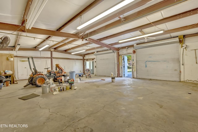 garage featuring water heater