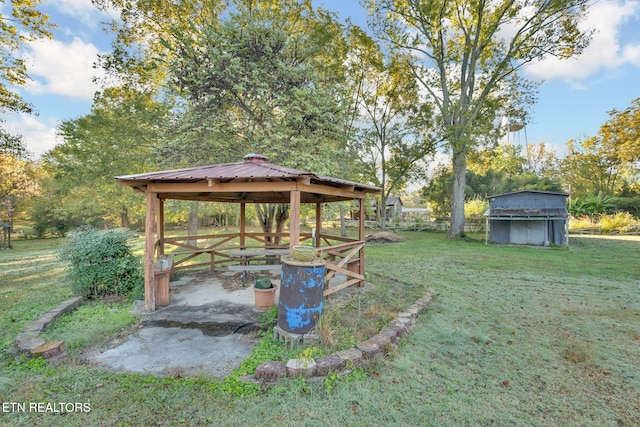 view of yard with a gazebo