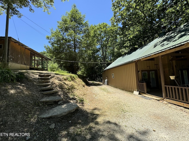 view of yard with french doors