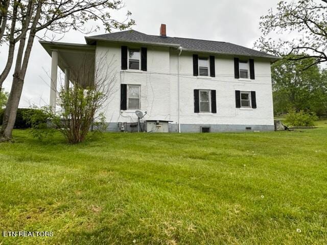 696 Forge Ridge Rd, Harrogate, TN 37752 - back of house with a yard, a chimney, and crawl space