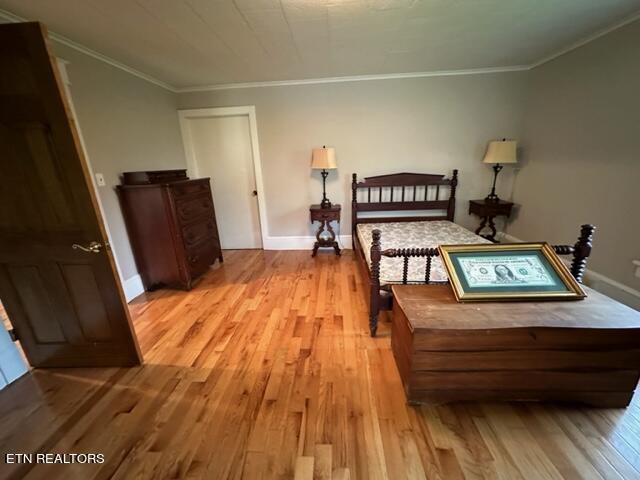 696 Forge Ridge Rd, Harrogate, TN 37752 - bedroom with light wood finished floors and crown molding