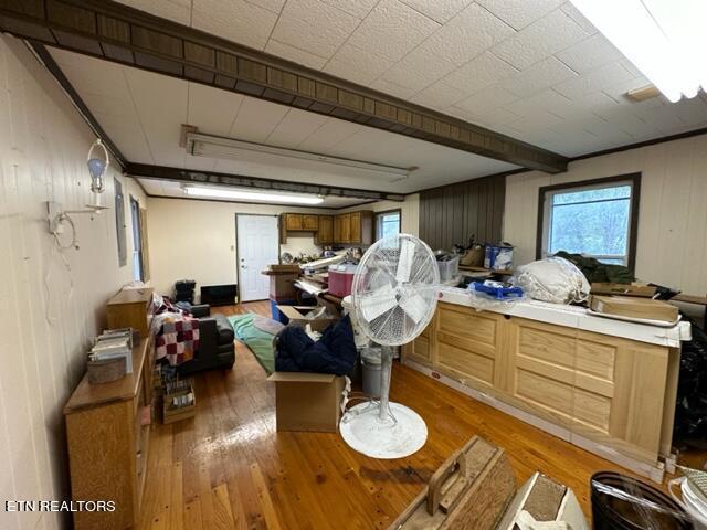 696 Forge Ridge Rd, Harrogate, TN 37752 - miscellaneous room with light wood finished floors and wood walls