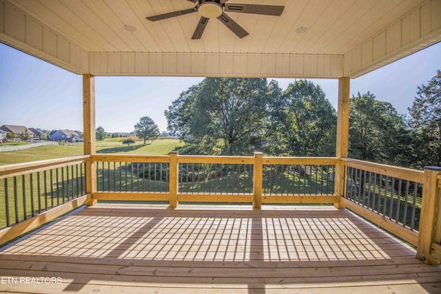 116 Duseth Dr, Sweetwater, TN 37874 - wooden deck featuring ceiling fan and a lawn