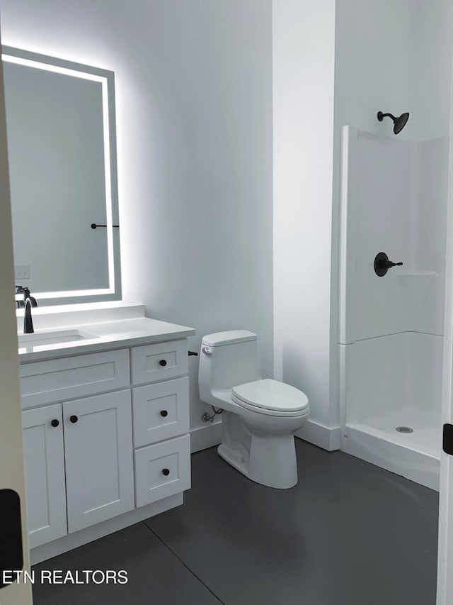 116 Duseth Dr, Sweetwater, TN 37874 - bathroom featuring vanity, a stall shower, and finished concrete flooring