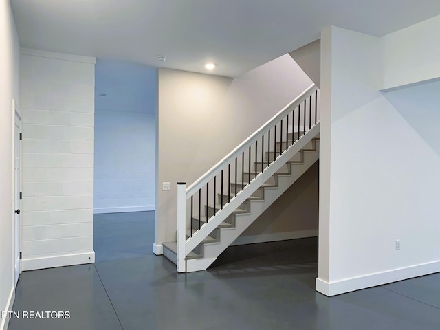 116 Duseth Dr, Sweetwater, TN 37874 - staircase featuring finished concrete flooring and recessed lighting