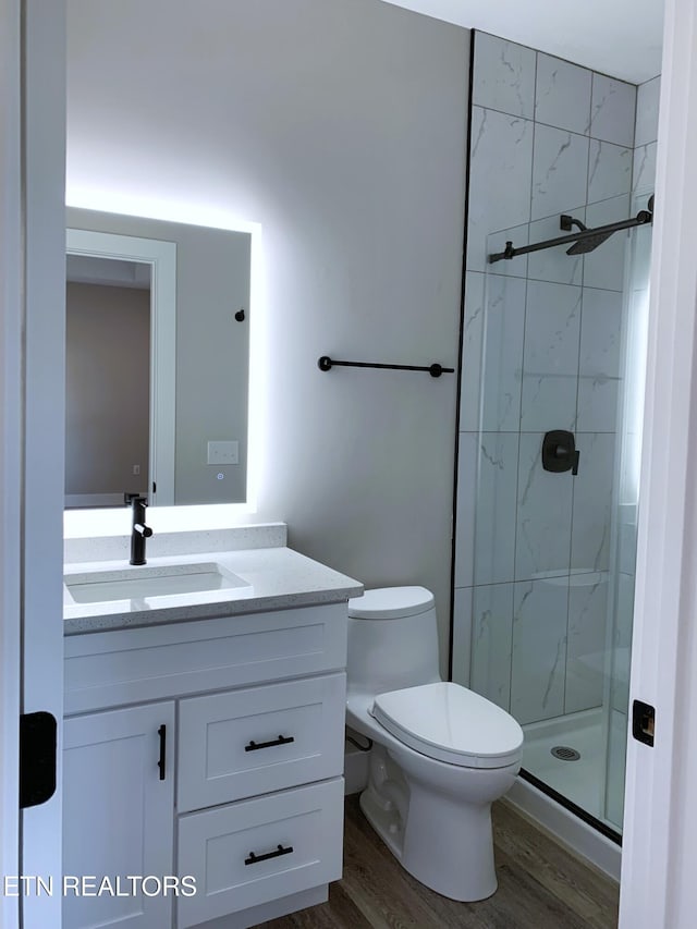 116 Duseth Dr, Sweetwater, TN 37874 - full bathroom with wood finished floors, vanity, and a stall shower