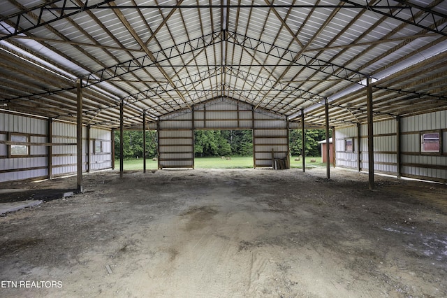 garage featuring metal wall