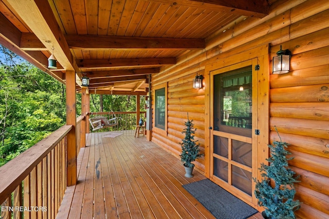 deck with covered porch