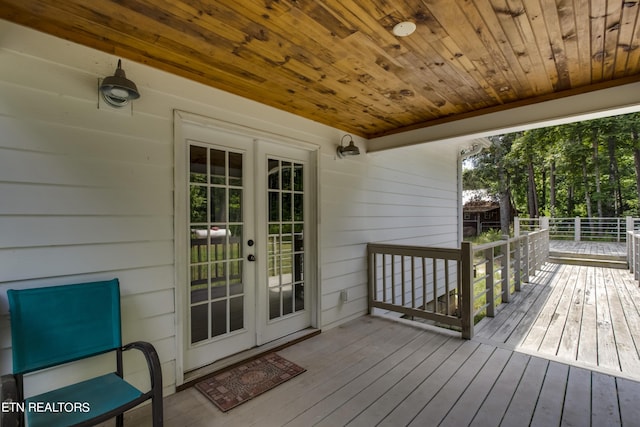 wooden terrace with french doors