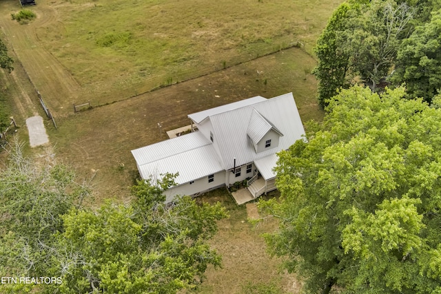 drone / aerial view featuring a rural view