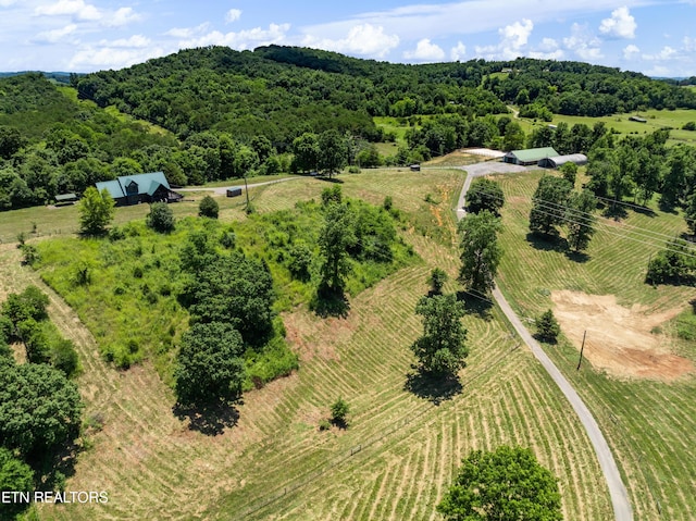 birds eye view of property featuring a rural view