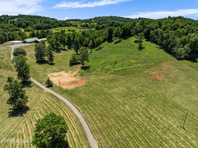 birds eye view of property with a rural view