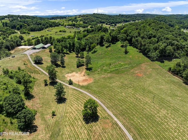 drone / aerial view with a rural view