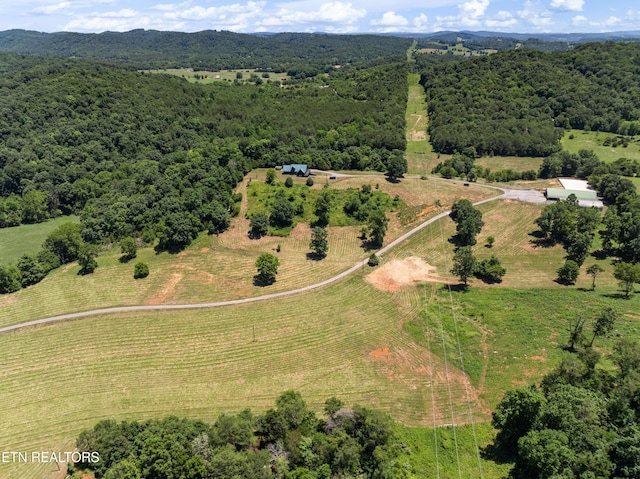 aerial view featuring a rural view