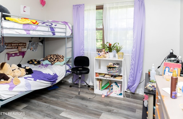 bedroom with hardwood / wood-style floors