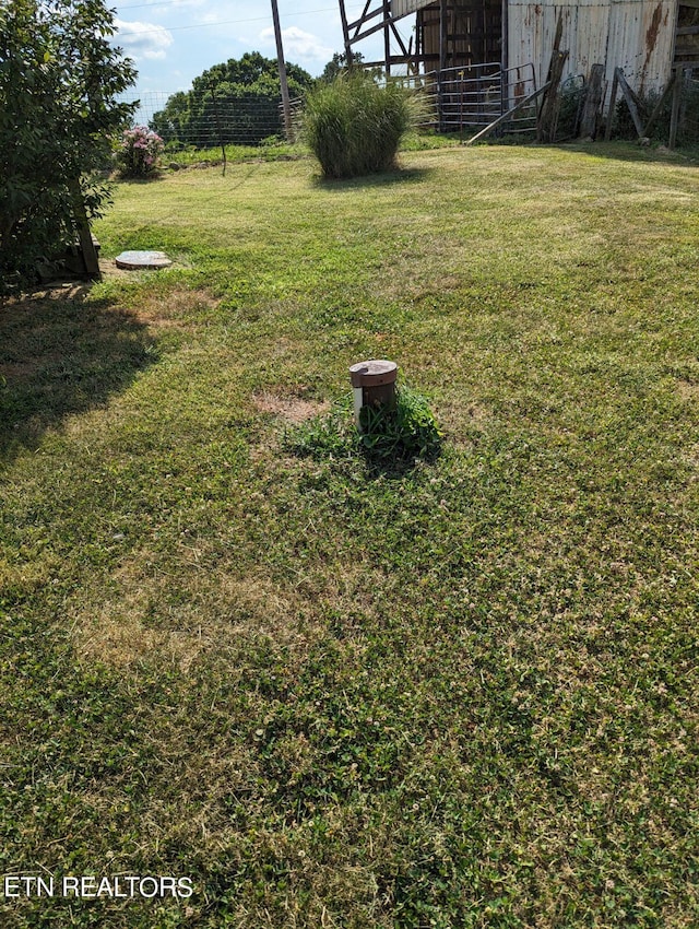 view of yard featuring an outdoor structure