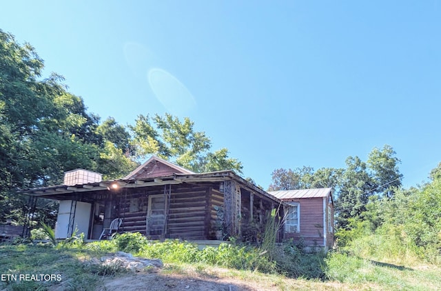 view of log home