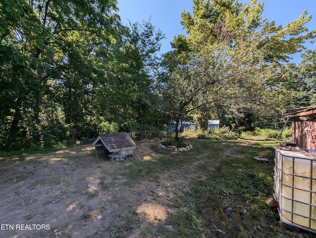 view of yard with an outbuilding