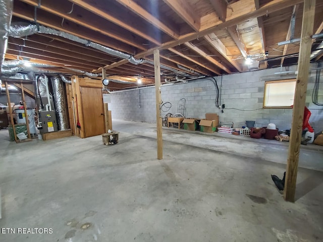 basement with heating unit