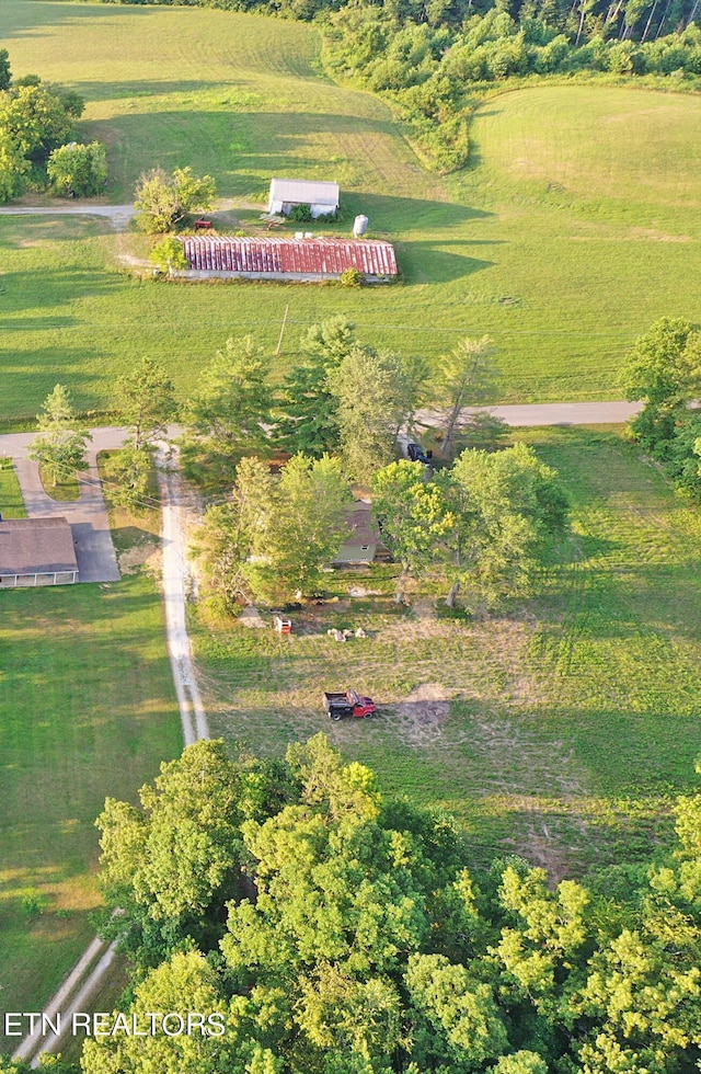 aerial view featuring a rural view