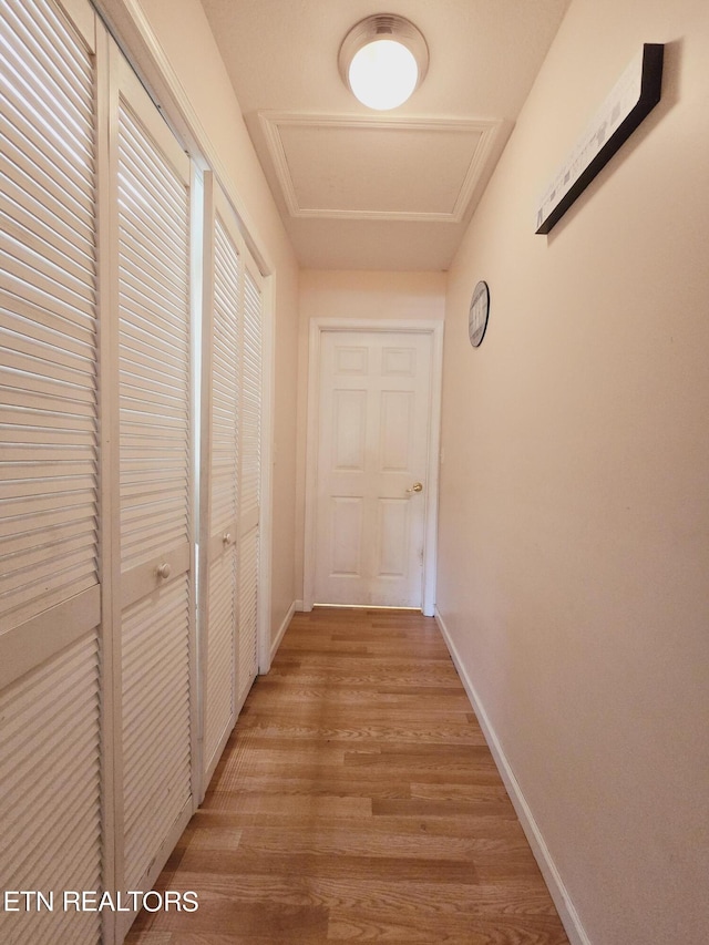 hallway featuring wood-type flooring