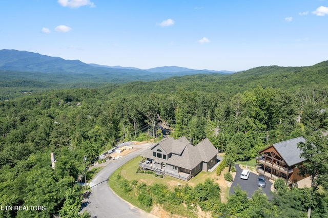 birds eye view of property featuring a mountain view