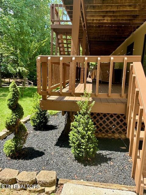 wooden deck with stairs