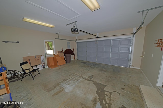 garage with a garage door opener