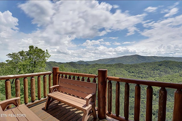 deck featuring a mountain view