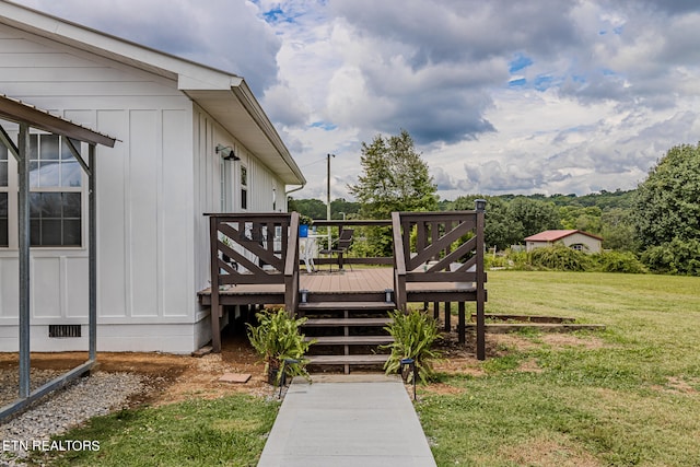 view of yard featuring a deck