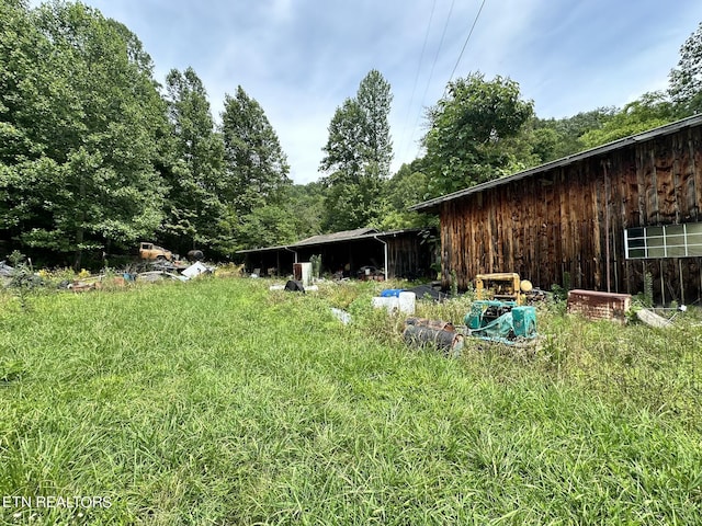 view of yard with an outdoor structure