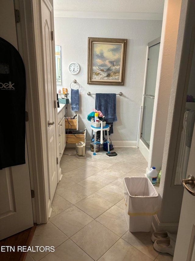 hallway with light tile patterned floors