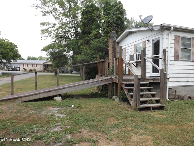 view of yard featuring a wooden deck