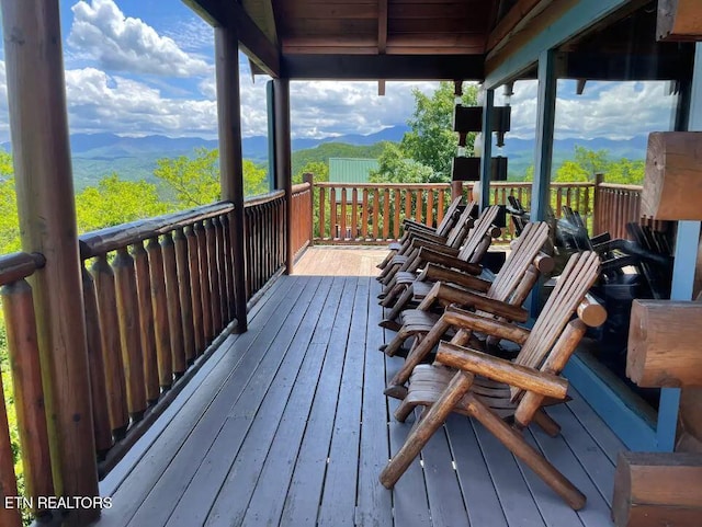 deck featuring a mountain view