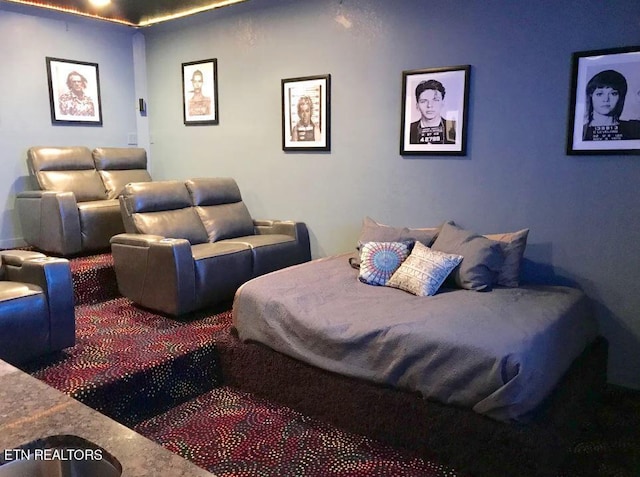 view of carpeted cinema room