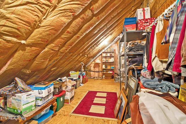 view of unfinished attic