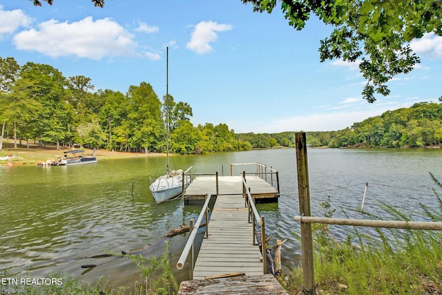 view of dock featuring a water view