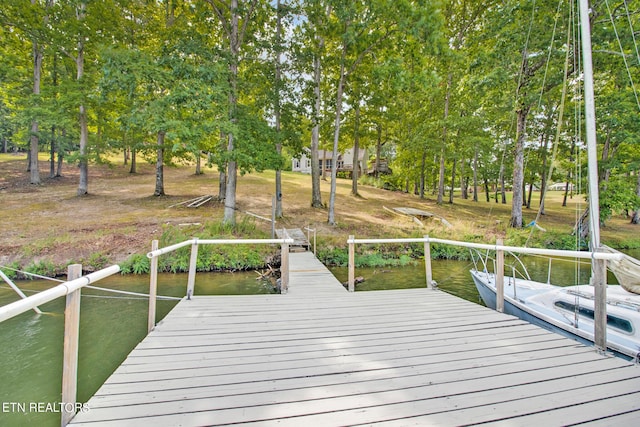 view of dock featuring a water view