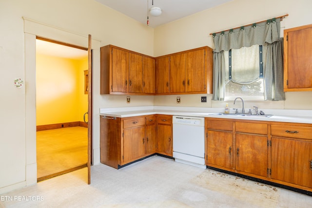 1227 N Main St, Sweetwater, TN 37874 - kitchen with light countertops, a sink, white dishwasher, and light floors