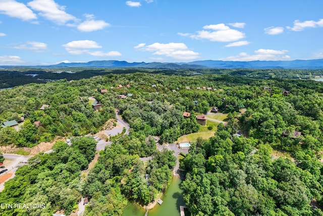 aerial view with a water and mountain view