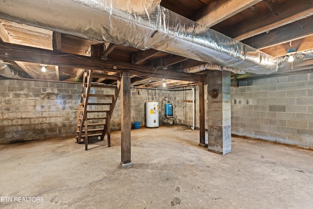 basement with water heater