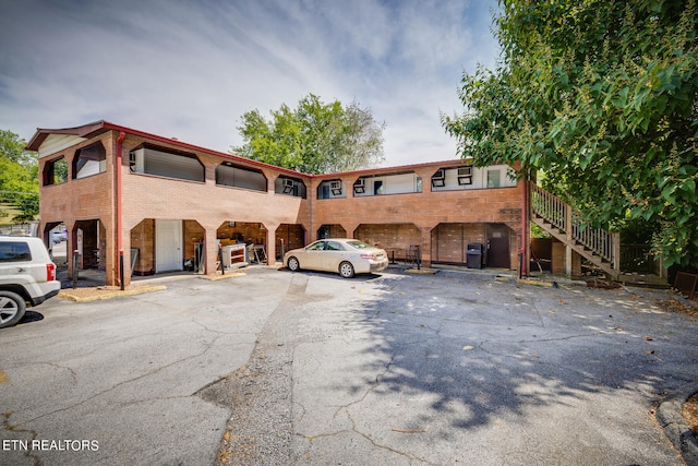 view of front of property with a garage