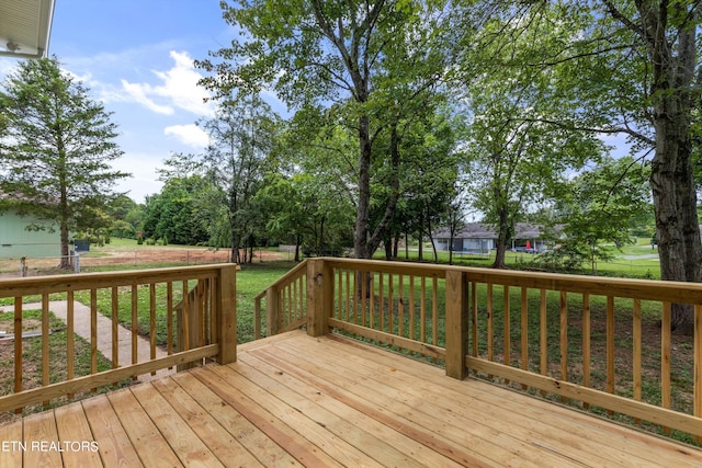 deck with a lawn