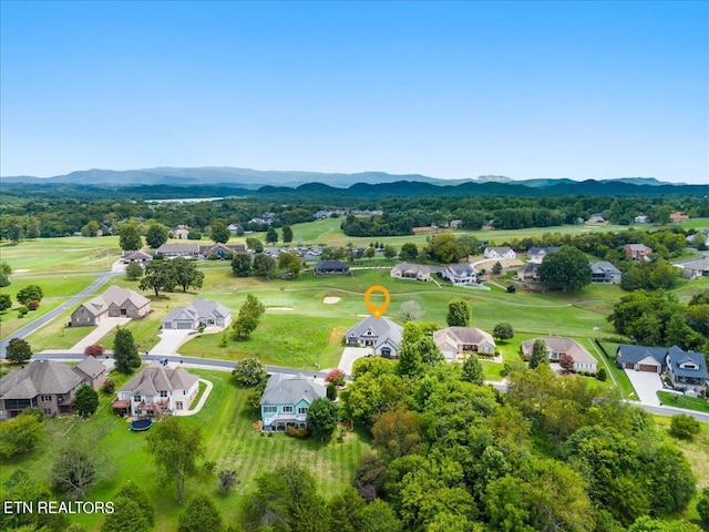 drone / aerial view with a mountain view