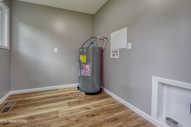 utility room with electric water heater