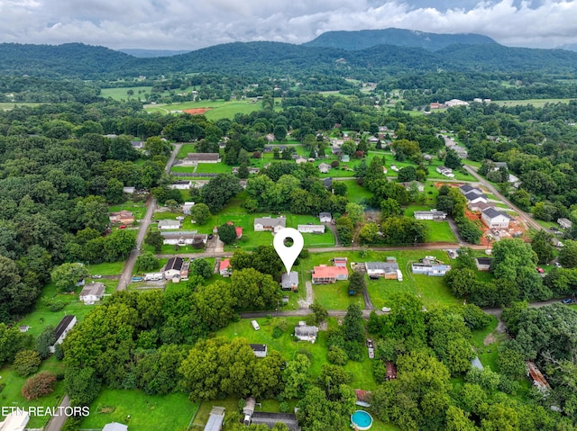 drone / aerial view with a mountain view