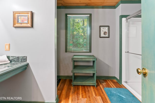 interior space with hardwood / wood-style flooring