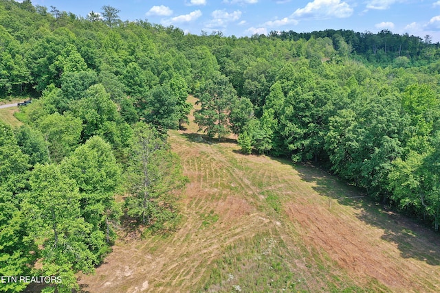 drone / aerial view with a forest view