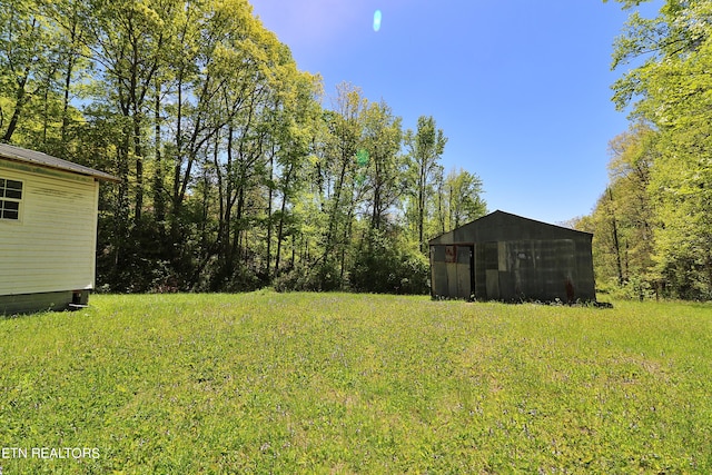 view of yard with an outdoor structure