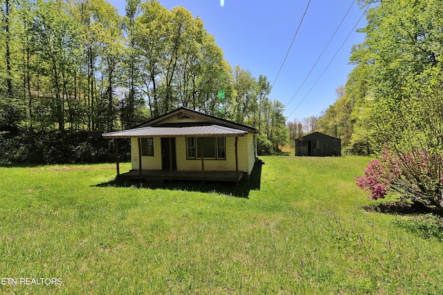 exterior space with an outbuilding